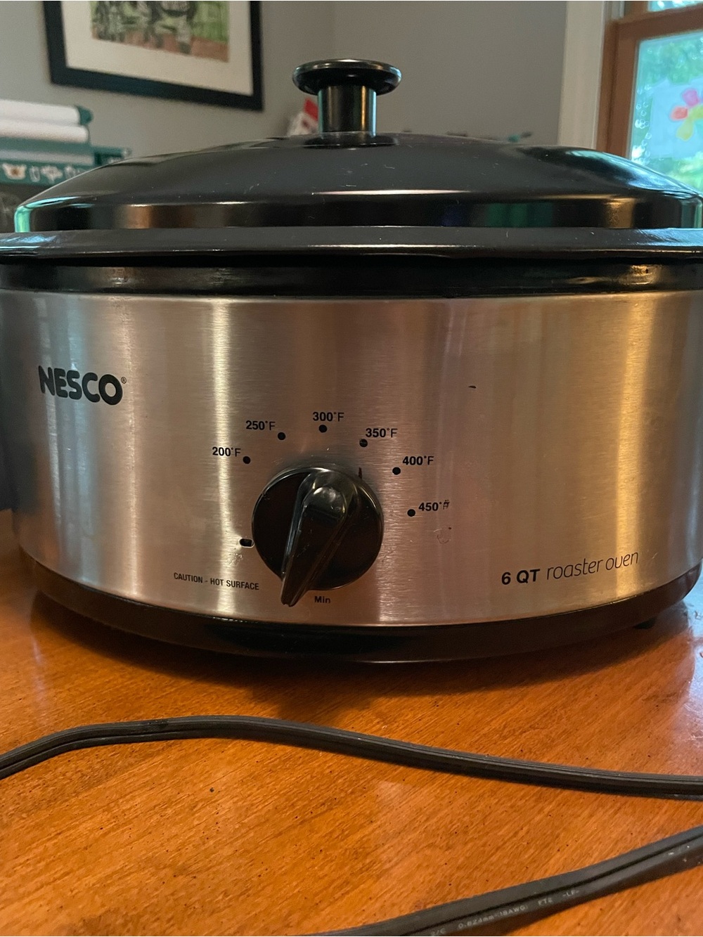 Enesco 6 QT Stainless Steel Roaster Oven - Black Lid